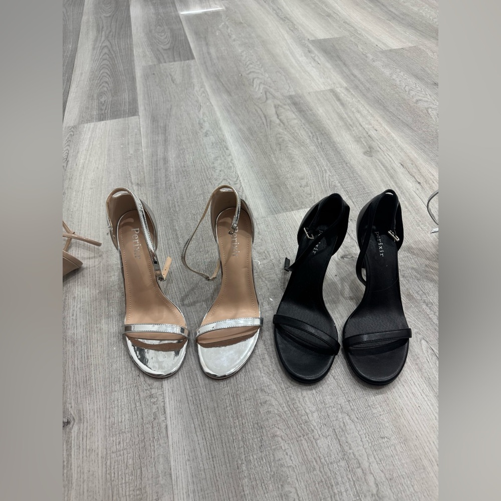 Silver and Black Women's Heels